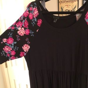 torrid Dresses - NWOT Torrid Black Skater Dress w/ Floral Sleeves torrid Dresses - NWOT Torrid Black Skater Dress w/ Floral Sleeves